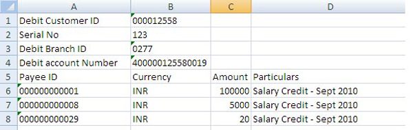 Business banking upload